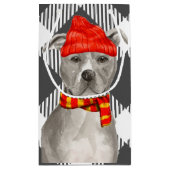 Grijs Plaid met Staffordshire Pitbull Kerstmis Klein Cadeauzakje (Achterkant)
