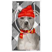 Grijs Plaid met Staffordshire Pitbull Kerstmis Klein Cadeauzakje (Voorkant)