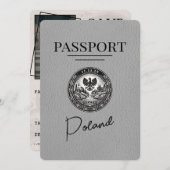 Grijs Polen paspoort Bewaar de datum Save The Date (Voorkant / Achterkant)