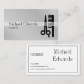 Grijs Professioneel Barber staal Modern Visitekaartje (Voorkant / Achterkant)