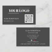 Grijs QR Code Professionele Logo Visitekaartje (Voorkant / Achterkant)