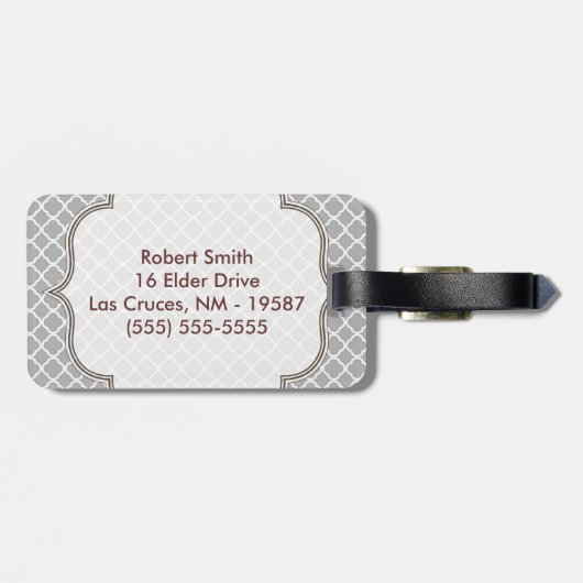 Grijs Quarterfoil Latti Monogram Bagagelabel (Achterkant horizontaal)