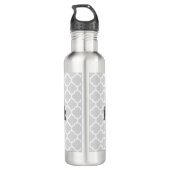 Grijs Quatrefoil op maat Waterfles (Achterkant)