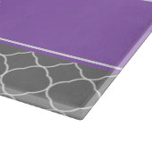 Grijs Quatrefoil Paars, gepersonaliseerd Snijplank (Hoek)