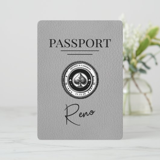 Grijs Reno Paspoort Bewaar de datum Save The Date (Staand voorkant)