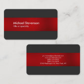 Grijs Rood Gestreept Modern Ronde Hoek Visitekaart Visitekaartje (Voorkant / Achterkant)