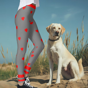 Grijs Rood Hart Gym Leggings
