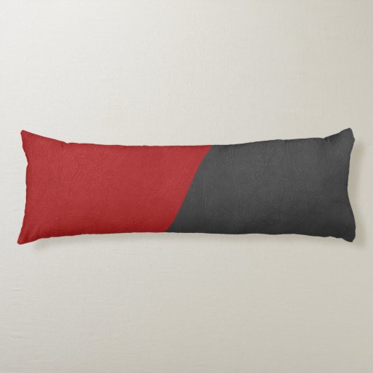 Grijs & rood leer geometrisch ontwerp lichaamskussen (Voorkant)