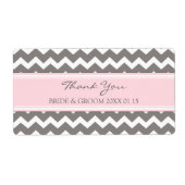 Grijs Roze Chevron Bruiloft Labels (Voorkant)