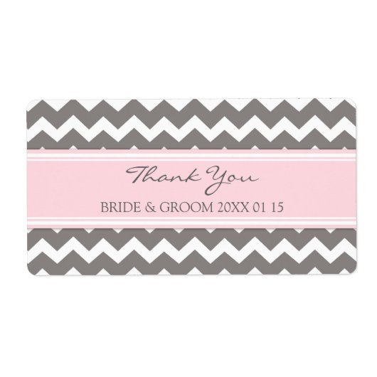 Grijs Roze Chevron Bruiloft Labels (Voorkant)