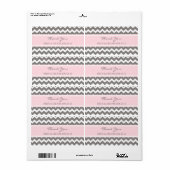 Grijs Roze Chevron Bruiloft Labels (Full Sheet)