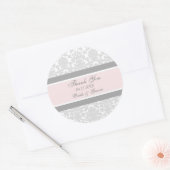 Grijs Roze Damask Dank u bruiloft gunst Labels (Envelop)