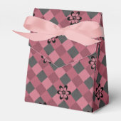 Grijs roze geometrisch geruit patroon met bloemen bedankdoosjes (Voorkant Zijde)