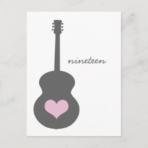 Grijs/Roze gitaar Hart Table Briefkaart