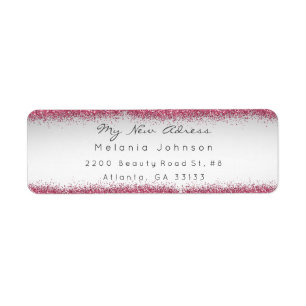 Grijs Roze Glitter Nieuw Delicaat Adres Etiket