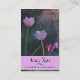 *~* Grijs Roze Lavendel Tulp Grunge Shabby Visitekaartje