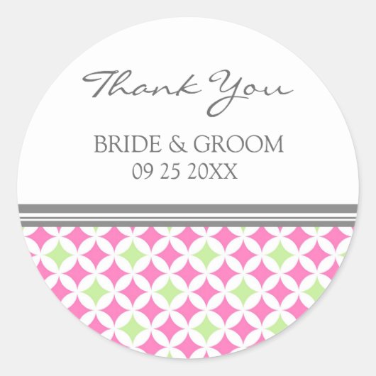 Grijs Roze Limoen Dank u bruiloft gunst Labels (Voorkant)