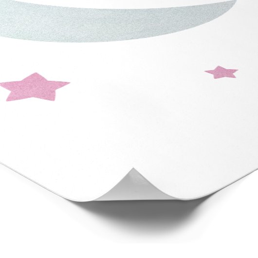 Grijs & Roze | Moon and Stars Nursery Poster (Hoek)