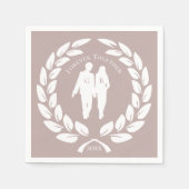 Grijs Roze Rose Goud Liefde Paar Laurel Krans Servet (Voorkant)