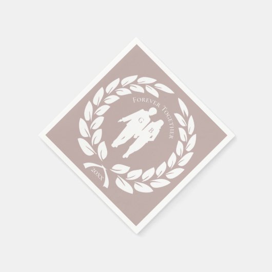 Grijs Roze Rose Goud Liefde Paar Laurel Krans Servet (Hoek)