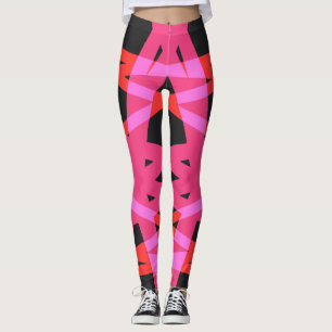 Grijs Roze Violet Paarse Geometrische Patroon Gym Leggings