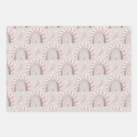 GRIJS & ROZE WATERVERF VAKANTIE GNOME THEMA INPAKPAPIER VEL (Voorkant 3)