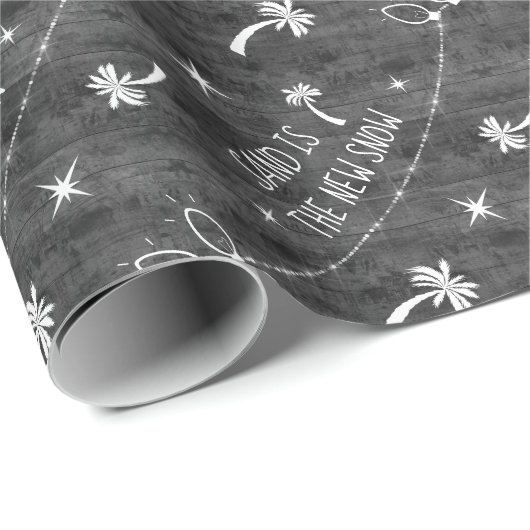 Grijs Rustic Palm Trees Holiday Pattern Sand Snow Cadeaupapier (Rol Hoek)