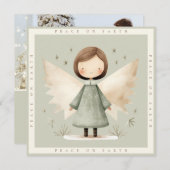 Grijs Rustieke Engel 1 Foto Platte Vakantie Kaart (Voorkant / Achterkant)