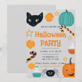 Grijs Sinaasappel Grappig Halloween Uitnodiging (Voorkant / Achterkant)