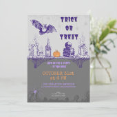  grijs Sinaasappel Paarse Doodle Halloween Kaart (Staand voorkant)