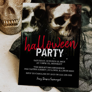 Grijs Skull Halloween Feest Kaart