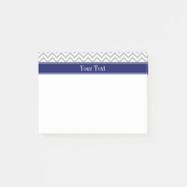 Grijs SLg Chevron Marineblauw Naam Monogram Post-it® Notes