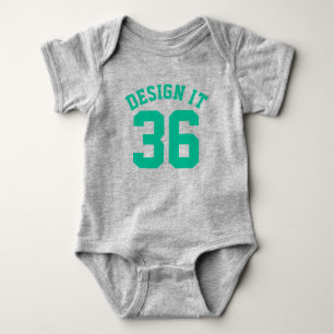 Grijs & smaragdgroen Baby   Sporttrui ontwerp Romper
