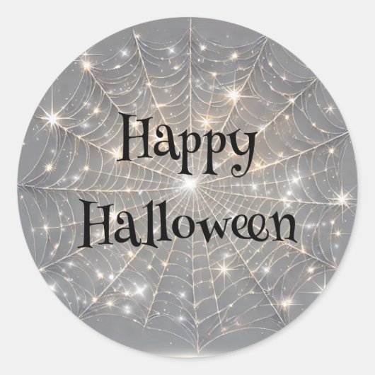 Grijs Sparkle Spiderweb Halloween Party Ronde Sticker (Voorkant)