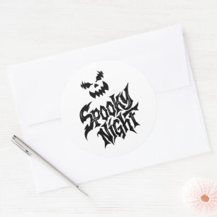 Grijs spookachtige pompoen gezicht ronde sticker