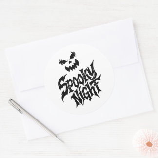 Grijs spookachtige pompoen gezicht ronde sticker