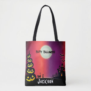 Grijs spookhuis Halloween Draagtas