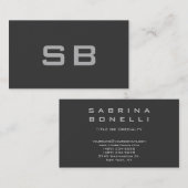 Grijs Standaard Monogram Visitekaartje (Voorkant / Achterkant)