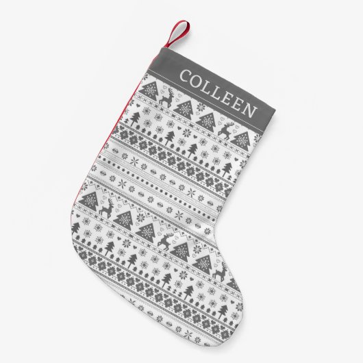 Grijs Traditioneel Scandinavisch Nordic gepersonal Kleine Kerstsok (Voorkant (Hangend))