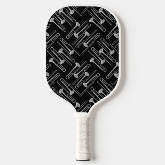 Grijs Trombone Crosshatch Patroon Pickleball Paddle (Voorkant)