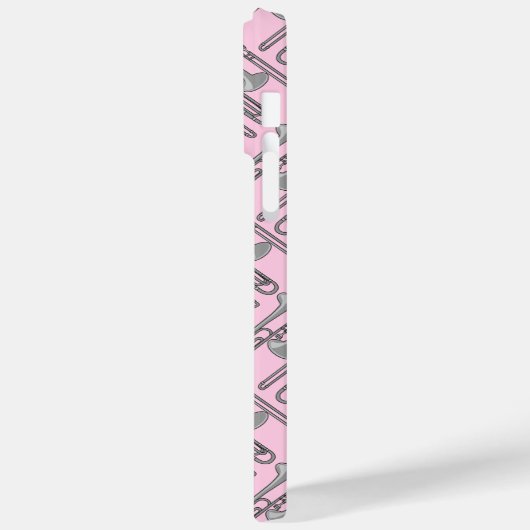Grijs Trombone Crosshatch Roze Patroon Case-Mate iPhone Case (Achterkant / Links)