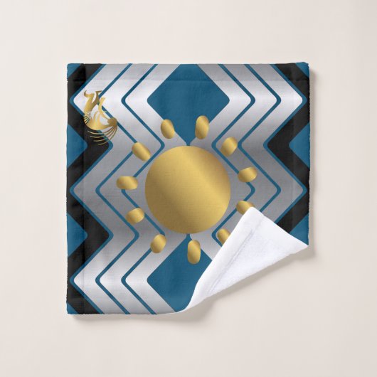 Grijs Turquoise Zuidwest goud Kokopelli Bad Handdoek (Wasdoekje)