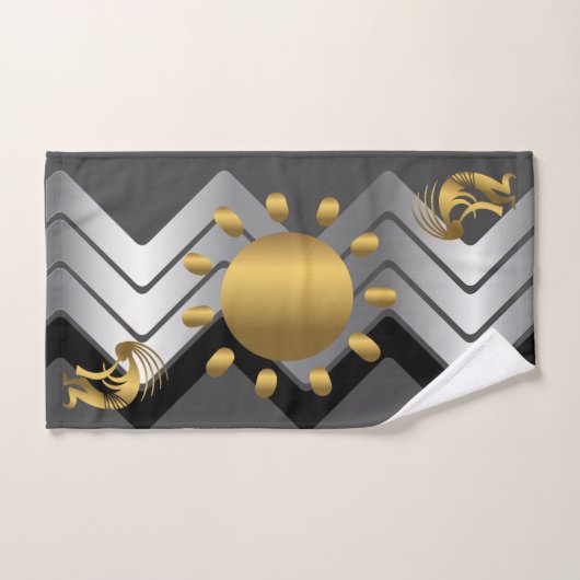 Grijs Turquoise Zuidwest goud Kokopelli Bad Handdoek (Handdoek)