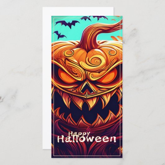 Grijs uitziende oranje pompoen met gezicht, Hallow (Voorkant / Achterkant)