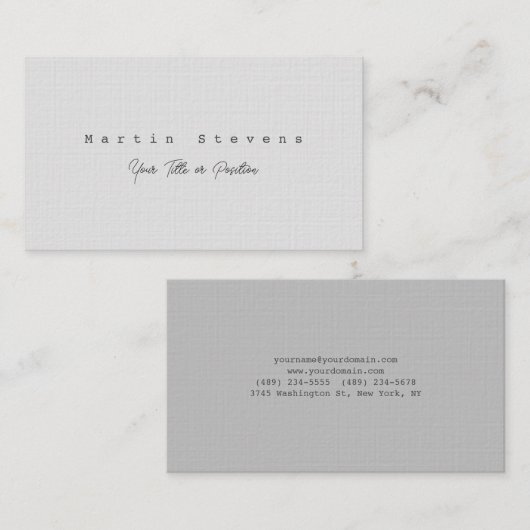 Grijs Uniek Modern Minimalistisch Plain Premium Li Visitekaartje (Voorkant / Achterkant)