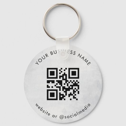 Grijs Uw aangepaste zakelijke Qr-codescan Sleutelh Sleutelhanger (Voorkant)