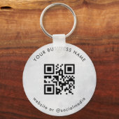 Grijs Uw aangepaste zakelijke Qr-codescan Sleutelh Sleutelhanger (Voorkant)