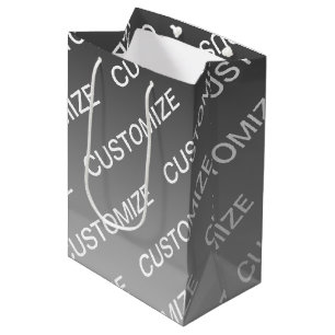 Grijs (veranderlijke kleur) Ombre & Tekstpatroon Medium Cadeauzakje