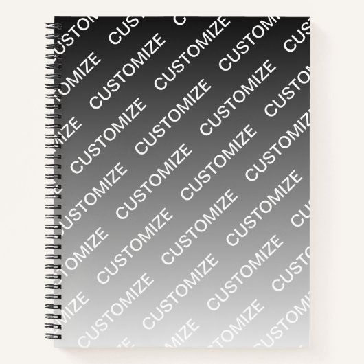 Grijs (veranderlijke kleur) Ombre & Tekstpatroon Notitieboek (Voorkant)