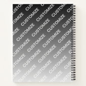 Grijs (veranderlijke kleur) Ombre & Tekstpatroon Notitieboek (Achterkant)